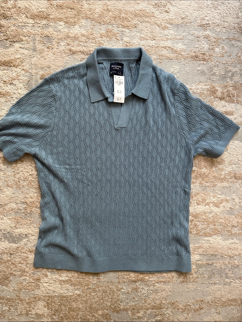 Abercrombie & Fitch Men's Slate Blue Textured Polo - size Large